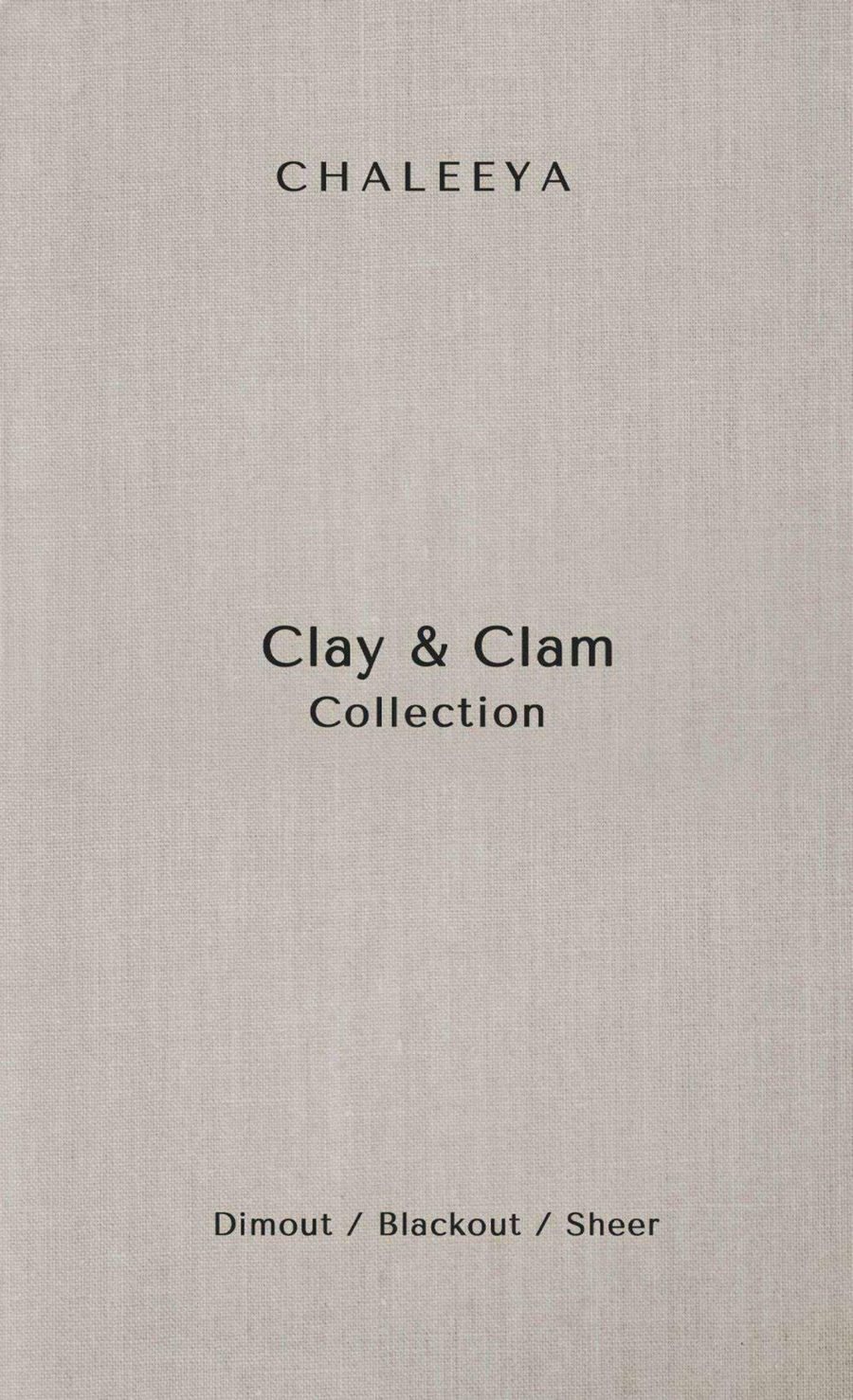 ปกเล่มตัวอย่างผ้า CHALEEYA Clay & Clam Collection ผ้าลายลินินสีเทาอ่อน Dimout / Blackout / Sheer